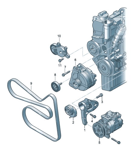 Детали для генератора. Поликлиновой ремень VW Polo седан