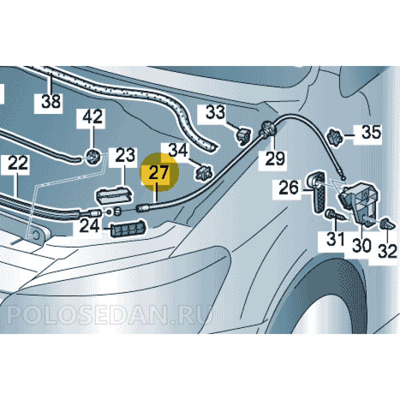 Трос капота на Volkswagen Polo седан 2011 года. Тросик открывания капота на поло седан 2012. Трос капота Фольксваген поло седан 2014. Схема трос капота Фольксваген поло. Трос капота поло