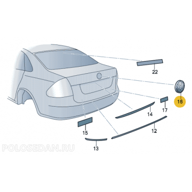 Эмблема крышки багажника для VW Polo седан, VAG 5C6853630EULM
