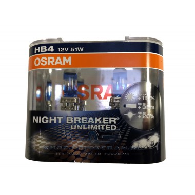 Галогенная лампа (2 шт) для VW Polo седан (с 2010 г.в. по н.в.), Osram HB4 Night Breaker Unlimited +110% света